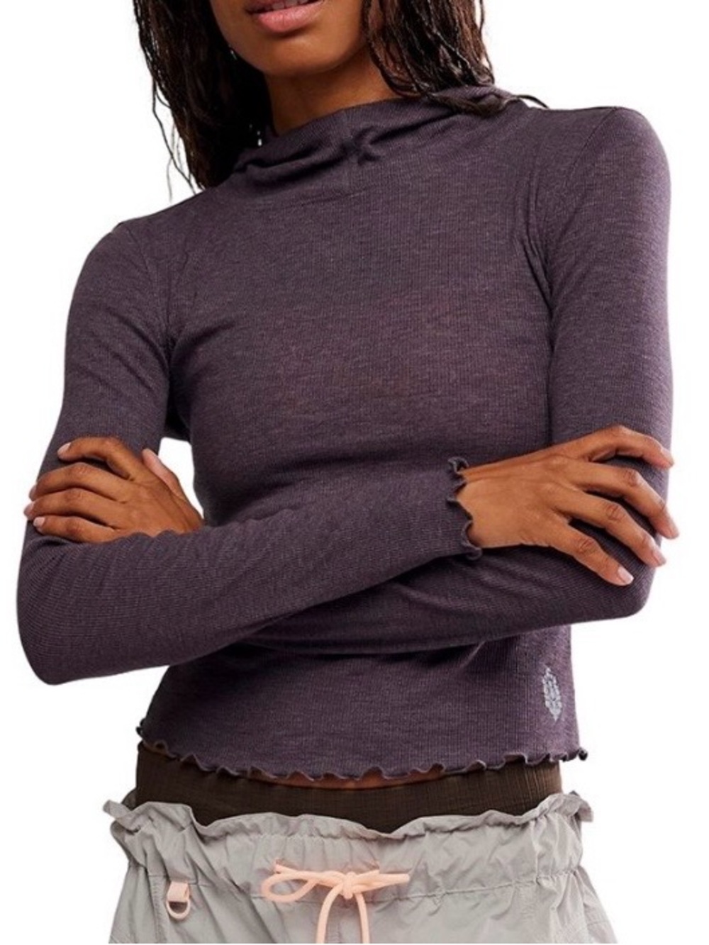 NEW FP Movement Breathe Easy Layer Light Hoodie Chocolate Brown XS Free People